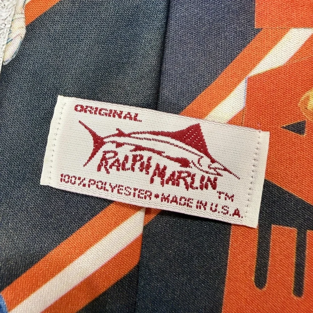 Vintage Ralph Marlin Polyester‎ Tie Mens One Size Blue Chicago Bears Necktie 90s